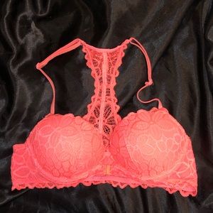 Victoria’s Secret 34B Neon Coral/Orange Lace Racerback Bra